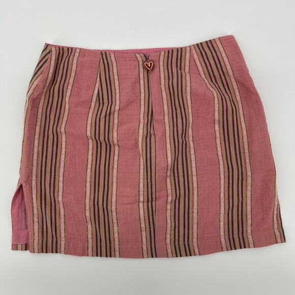 Paul Ropp Mini Skirt Womens Size 6 Pink Striped Jacquard Lined Bali Boho - Picture 1 of 7
